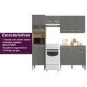 Ver imagem 7 de Armário de Cozinha Compacta 12 Portas 1 Gaveta com Balcão London - Freijó/gris