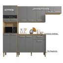 Ver imagem 6 de Armário de Cozinha Compacta 12 Portas 1 Gaveta com Balcão London - Freijó/gris