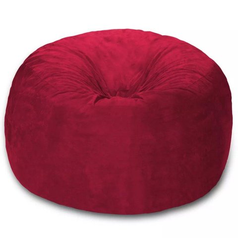 Puff Redondo 80x20 em Suede Vermelho com Enchimento