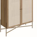 Ver imagem 7 de Armário Cristaleira Bar 2 Portas 93cm Palhinha Pé Metálicos 28929 Oslo Artesano - Nero/dourado