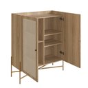 Ver imagem 4 de Armário Cristaleira Bar 2 Portas 93cm Palhinha Pé Metálicos 28929 Oslo Artesano - Nero/dourado