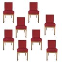 Ver imagem 1 de Kit 08 Cadeiras Para Sala De Jantar Paris Pés Palito Suede Vermelho - D'classe Decor