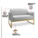 Ver imagem 5 de Kit 01 Namoradeira 02 Lugares e 01 Poltrona Marisa Linho Base Industrial Metálica Dourado - D’Rossi - A05