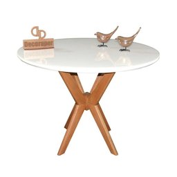 Mesa Jantar Pandora Tampo Redondo Laca com Vidro 110cm Branco - 1