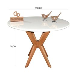 Mesa Jantar Pandora Tampo Redondo Laca com Vidro 110cm Branco - 2