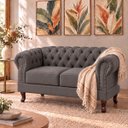 Ver imagem 1 de Namoradeira Chesterfield Duque 2 Lugares em Linho Grafite