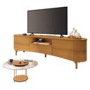 Ver imagem 1 de Rack Bancada Elara Cinamomo com Mesa de Centro Sky com Tampo de Vidro Cinamomo - Hb Móveis