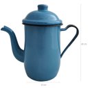 Ver imagem 3 de Kit Bule De Café E Chá Com 6 Xícaras e Pires Aço Esmaltado Azul