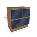 Ver imagem 4 de Balcão 2 Gavetas Kappesberg Celeste 100% Mdf Nogueira/azul Profundo 80cm