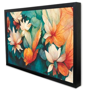 Quadro Decorativo Caixa Alta com Vidro Floral Primavera  TaColado Moldura Preta 120 x 80cm