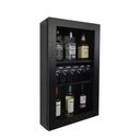 Ver imagem 1 de Bar Adega Peq Para Vinhos E Bebidas Cristaleira Suspenso De Parede Para Sala Estar Ou Jantar Preto