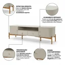 Ver imagem 4 de Rack para TV até 80 Polegadas 2 Portas 2 Gavetas Pés em Madeira Maciça 223,4cm Aurora Off White/Castanho