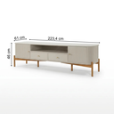 Ver imagem 3 de Rack para TV até 80 Polegadas 2 Portas 2 Gavetas Pés em Madeira Maciça 223,4cm Aurora Off White/Castanho