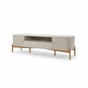 Ver imagem 2 de Rack para TV até 80 Polegadas 2 Portas 2 Gavetas Pés em Madeira Maciça 223,4cm Aurora Off White/Castanho