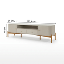 Ver imagem 4 de Rack para Sala 2 Portas 2 Gavetas Pés em Madeira Maciça 223,4cm Aurora Off White/Castanho