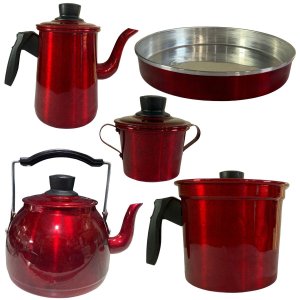 Bule Chaleira Fervedor Forma Bolo e Açucareiro - Kit 5 Peças