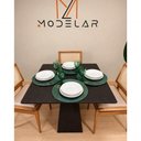 Ver imagem 2 de Mesa de Jantar Loft 4 Lugares Quadrada MDF 120x120cm Ébano com Base Estruturada Modelar Art Moveis