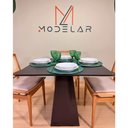 Ver imagem 4 de Mesa de Jantar Loft 4 Lugares Quadrada MDF 120x120cm Ébano com Base Estruturada Modelar Art Moveis