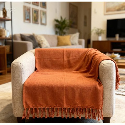 Manta em Algodão 1,40 X 2,30 Terra Cota