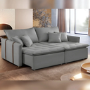 Ver imagem 2 de Sofá-Cama Casal 3 Lugares Linho Cinza Luxo 160cm