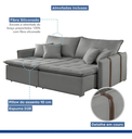 Ver imagem 3 de Sofá-Cama Casal 3 Lugares Linho Cinza Luxo 160cm