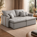 Ver imagem 1 de Sofá-Cama Casal 3 Lugares Linho Cinza Luxo 160cm
