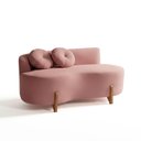 Ver imagem 1 de Sofá Decorativo Curvo Orgânico Living Veludo Rosa - Montanaris Decor