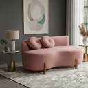 Ver imagem 2 de Sofá Decorativo Curvo Orgânico Living Veludo Rosa - Montanaris Decor