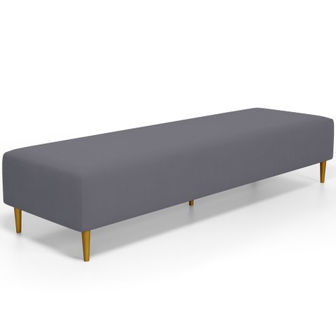 Puff Decorativo Sala de Estar Bali W01 Pés Palito 210x60cm Suede Cinza - Lyam Decor