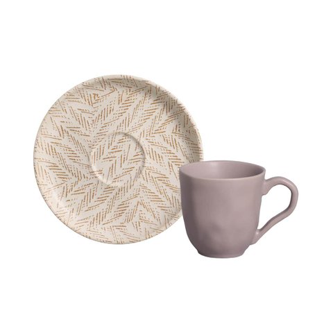 Conjunto C/ 6 Xícaras de Café C/ 6 Pires Bio Stoneware Luar 120ml