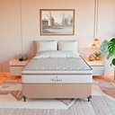 Ver imagem 2 de Cama Box Casal Bege + Colchão Paris Molas Ensacadas Branco Suede Bege/branco