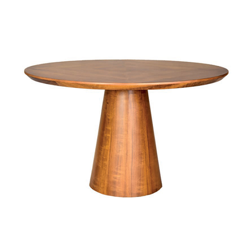 Mesa de Jantar Redonda Mj 13 4 Lugares Base Cone com Marchetaria em Cinamomo — Imbuia Claro