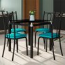 Conjunto De Mesa Malva Com 4 Cadeiras Tampo De Vidro 75cm Preto Assento Azul Turquesa Artefamol - 1