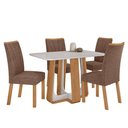 Ver imagem 2 de Conjunto Sala de Jantar Mesa Easy Pop 120x80cm Tampo Vidro/mdf com 4 Cadeiras Confort Couro Morano