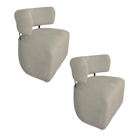 Kit 02 Poltronas Organicas Bouclê Bege - D'classe Decor