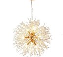 Ver imagem 1 de Lustre Pendente Dente de Leão Redondo Dourado Cristais 9G9 50cm