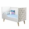 Quarto de Bebê Eloá com Berço Americano Lorena Branco Acetinado com Capitonê Bege e Colchão Ortobom  - 7