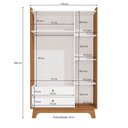 Ver imagem 6 de Guarda-Roupa Infantil 3 Portas e 2 Gavetas Encanto 200cm Marrom Canela/Branco