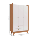 Ver imagem 3 de Guarda-Roupa Infantil 3 Portas e 2 Gavetas Encanto 200cm Marrom Canela/Branco