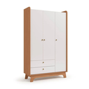 Ver imagem 2 de Guarda-Roupa Infantil 3 Portas e 2 Gavetas Encanto 200cm Marrom Canela/Branco
