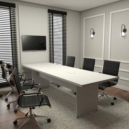Conjunto Sala de Reunião Mesa 2,70m Painel para Tv Cinza F5  - 1