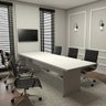 Conjunto Sala de Reunião Mesa 2,70m Painel para Tv Cinza F5 - 1