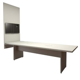 Conjunto Sala de Reunião Mesa 2,70m Painel para Tv Cinza F5  - 3