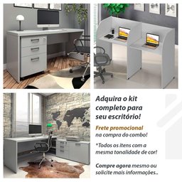 Conjunto Sala de Reunião Mesa 2,70m Painel para Tv Cinza F5  - 4