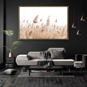 Quadro Decorativo Horizontal Capim Rabo de Raposa Com Moldura e Sem Vidro 40X60