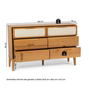 Ver imagem 3 de Cômoda 6 Gavetas Madeira Maciça com Telinha Rattan Viena Mel Marrom