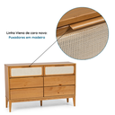 Ver imagem 6 de Cômoda 6 Gavetas Madeira Maciça com Telinha Rattan Viena Mel Marrom