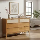 Ver imagem 1 de Cômoda 6 Gavetas Madeira Maciça com Telinha Rattan Viena Mel Marrom