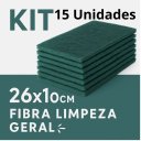 Ver imagem 1 de Kit 15 Unidade Fibra Limpeza Geral Verde 26cm × 10cm – Multiuso para Corrimão Panelas Assadeiras Lou