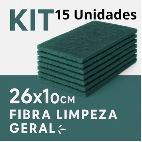 Kit 15 Unidade Fibra Limpeza Geral Verde 26cm × 10cm – Multiuso para Corrimão Panelas Assadeiras Lou